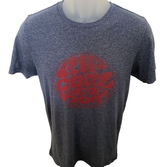RIP CURL Surf Heather Blue Gray w/ Maroon Logo Tee Shirt Men S Small - Picture 1 of 6